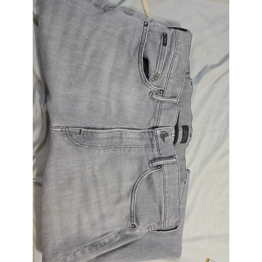 Polo Ralph Lauren Hampton Relaxed Straight Grey Jeans Mens 38x36 Coolmax Denim